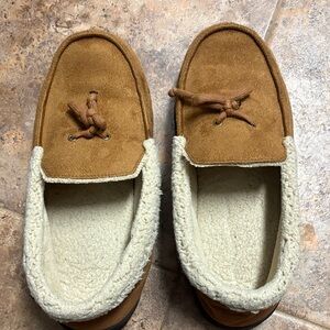 Isotoner Tan Suede Loafers with Cream Lining